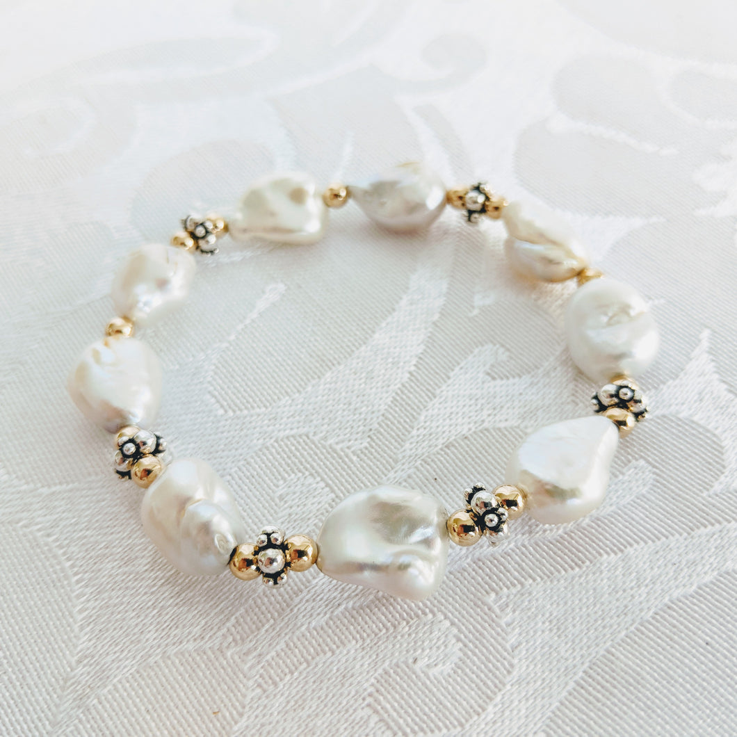 Keshi pearl w/14k gf and silver accent