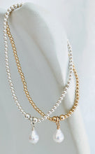Load image into Gallery viewer, Tiny sterling gold balls with pearl charm
