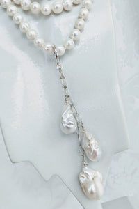Extra large & long Baroque pearl enhancer on Sterling silver chain