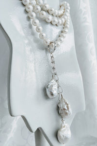 Extra large & long Baroque pearl enhancer on Sterling silver chain