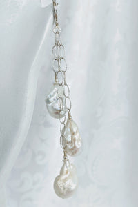 Extra large & long Baroque pearl enhancer on Sterling silver chain