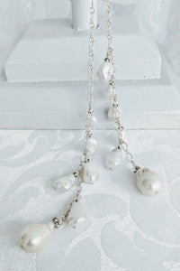 Sterling silver pearl open lariat