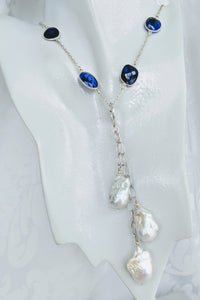 Extra large & long Baroque pearl enhancer on Sterling silver chain