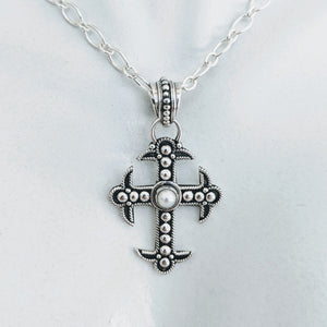 Sterling silver cross w/pearl focal point