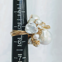 Load image into Gallery viewer, Cultured Baroque pearl hand wrapped 14k gold fill wire ring
