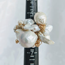Load image into Gallery viewer, Cultured Baroque pearl hand wrapped 14k gold fill wire ring

