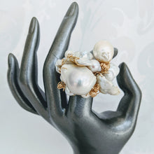 Load image into Gallery viewer, Cultured Baroque pearl hand wrapped 14k gold fill wire ring
