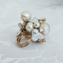 Load image into Gallery viewer, Cultured Baroque pearl hand wrapped 14k gold fill wire ring
