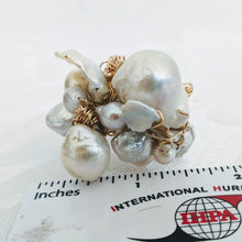 Load image into Gallery viewer, Cultured Baroque pearl hand wrapped 14k gold fill wire ring
