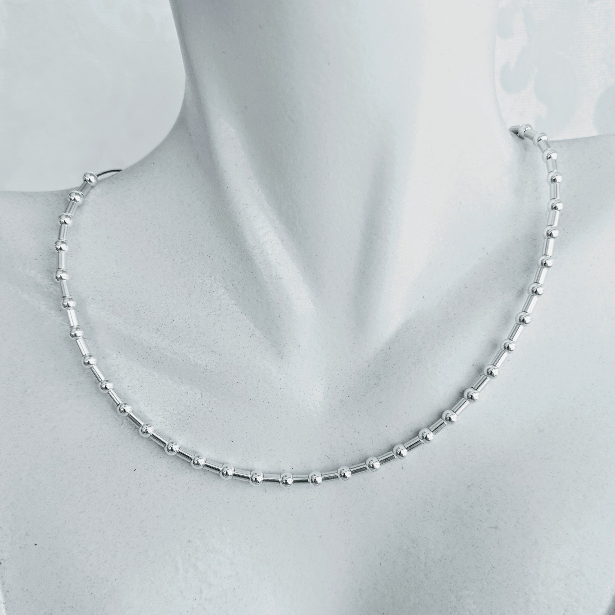 Simple & Elegant, Sterling silver beaded necklace – Barb McSweeney Jewelry