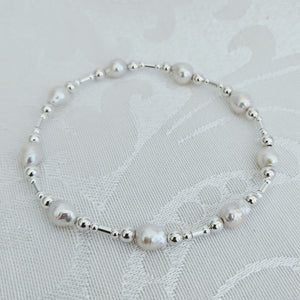 thumbnail image 2 of Sterling Silver Baroque Pearl Bracelet – Freshwater Cultured Pearls 7.5 Inches 2 of 5