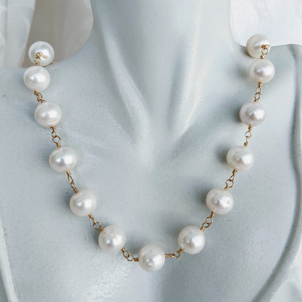 Hand link potato pearl chain necklace – Barb McSweeney Jewelry