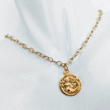 Load image into Gallery viewer, Gold chain necklace with gold plate mermaid pendant
