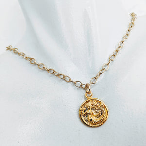 Gold chain necklace with gold plate mermaid pendant