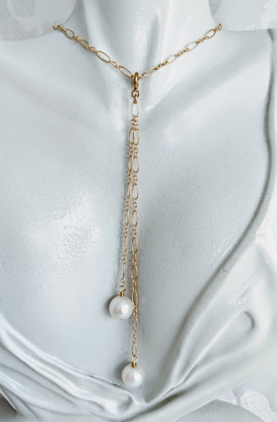 Long and short 14k gold fill necklace with detachable tassel