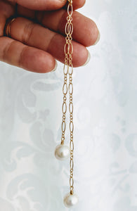 Long and short 14k gold fill necklace with detachable tassel