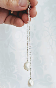 Sterling silver curved bar link necklace with detachable tassel