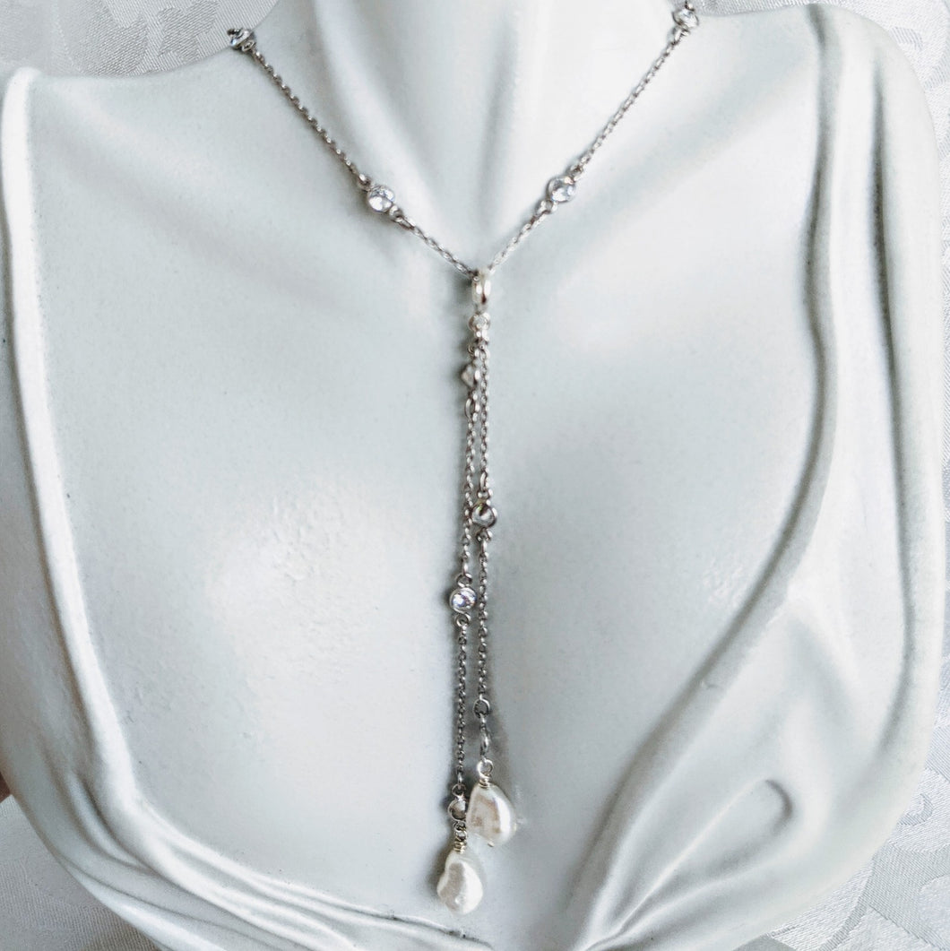 Sterling silver / Cubic Zirconia chain with detachable tassel
