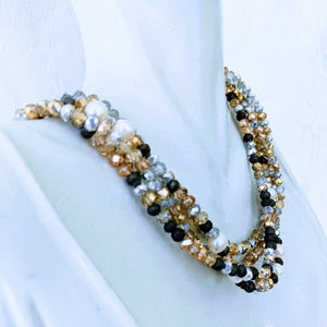 Pearl Station Sparkle triple wrap bracelet / necklace (see all photos)