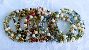 Pearl Station Sparkle triple wrap bracelet / necklace (see all photos)