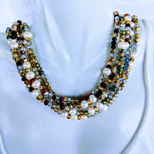 Load image into Gallery viewer, Pearl Station Sparkle triple wrap bracelet / necklace (see all photos)
