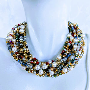 Pearl Station Sparkle triple wrap bracelet / necklace (see all photos)