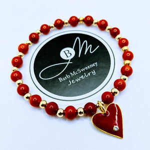 Enamel heart charm bracelet