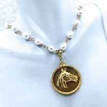 Load image into Gallery viewer, Horse Head pendant (available in pewter or gold plate over pewter)
