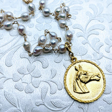Load image into Gallery viewer, Horse Head pendant (available in pewter or gold plate over pewter)
