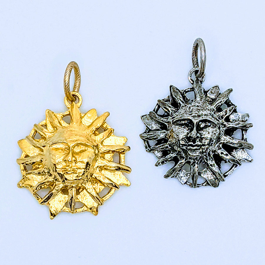 Pewter Sun Face pendant (available in pewter or gold plate over pewter)