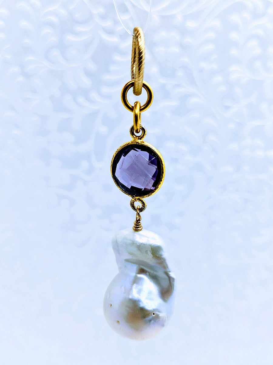 Faceted Amethyst and Pearl Pendant