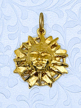 Load image into Gallery viewer, Pewter Sun Face pendant (available in pewter or gold plate over pewter)

