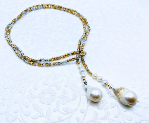 40" Sparkle lariat with pearls (see all color options)