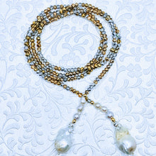 Load image into Gallery viewer, 40&quot; Sparkle lariat with pearls (see all color options)
