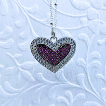 Load image into Gallery viewer, CZ Heart Pendant (Cubic Zirconia) necklace 20&quot; Sterling satelite chain
