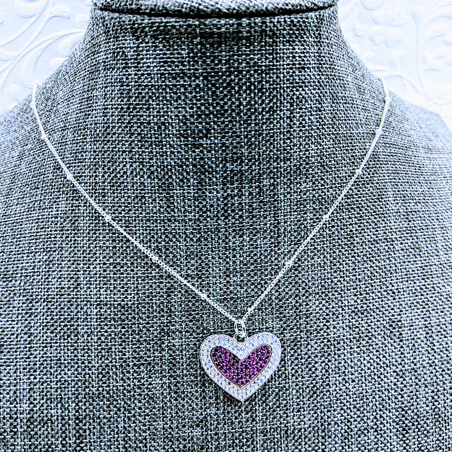 CZ Heart Pendant (Cubic Zirconia) necklace 20