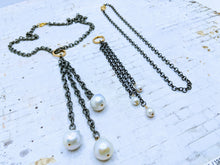 Load image into Gallery viewer, Gunmetal adjustable chain necklace with detachable gunmetal Pearl pendant
