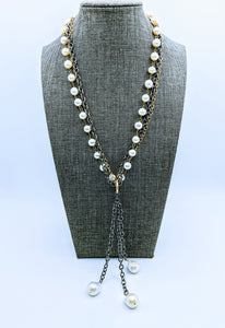 Gunmetal triple chain with Pearl - 20"
