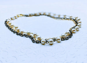 Gunmetal triple chain with Pearl - 20"