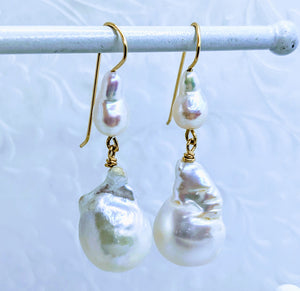 Ear hugger pearl drop earrings