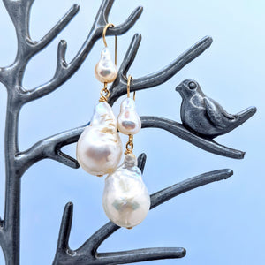 Ear hugger pearl drop earrings