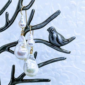 Ear hugger pearl drop earrings