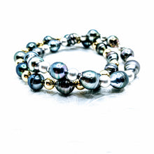Load image into Gallery viewer, Multi Tahitian pearl bracelet - 14Kgf or Sterling beads
