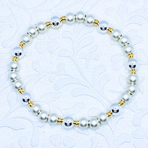 Sterling silver bracelet with matte and bright Sterling or gold bead accents