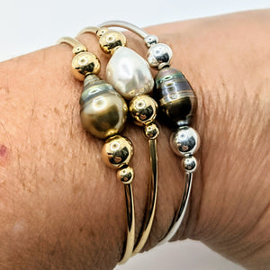 Single Tahitian or Freshwater pearl tube bracelets