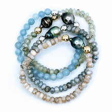 Load image into Gallery viewer, Single Tahitian pearl and gemstone bracelet(s)
