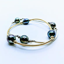 Load image into Gallery viewer, Triple Tahitian or Freshwater pearl tube bracelets
