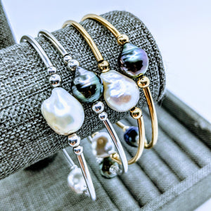 Triple Tahitian or Freshwater pearl tube bracelets