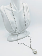 Load image into Gallery viewer, Blackened Sterling silver pearl chain with Baroque pearl pendent
