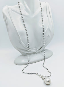 Blackened Sterling silver pearl chain with Baroque pearl pendent